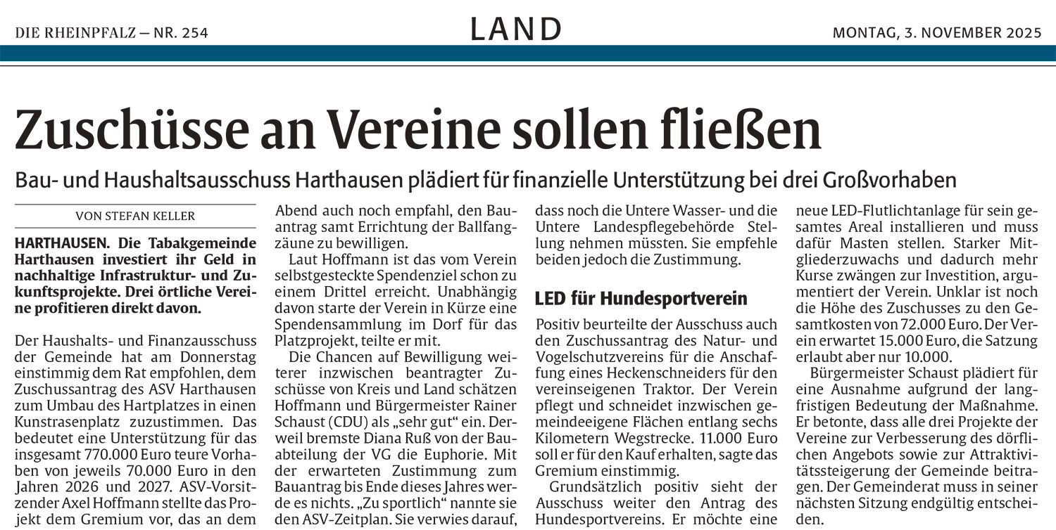 Zuschüsse an Vereine sollen fließen